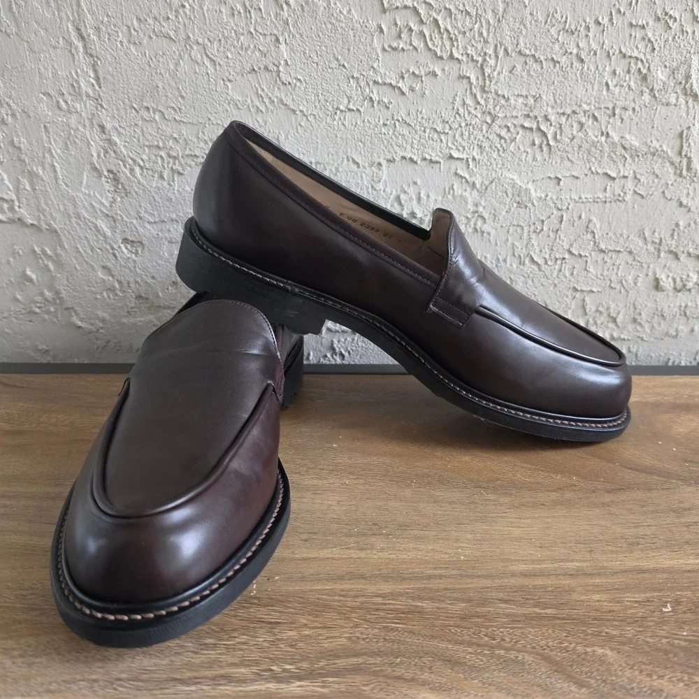 J. Fenestrier Paris Darior Brown Leather Loafers Mens 11.5 E Wide Softanil Cafe